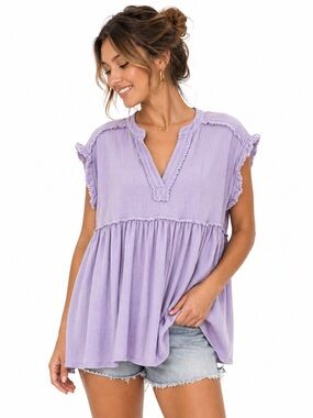 NWT Beautiful Umgee Lavender  Gauze Babydoll Tunic/Dress - Size M